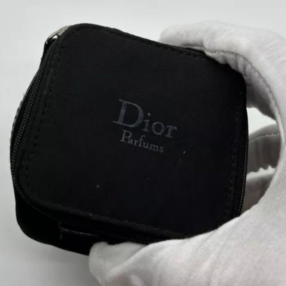 Dior Parfums Beauty Travel Case Makeup Bag/Pouch Shiny Black with Embossed Mini